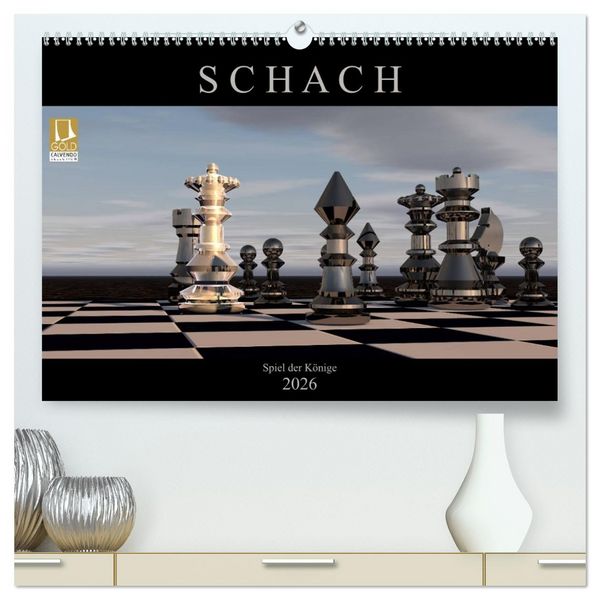 Produktbild: SCHACH - Spiel der K&ouml;nige (hochwertiger Premium Wandkalender 2026 DIN A2 quer), Kunstdruck in Hochglanz