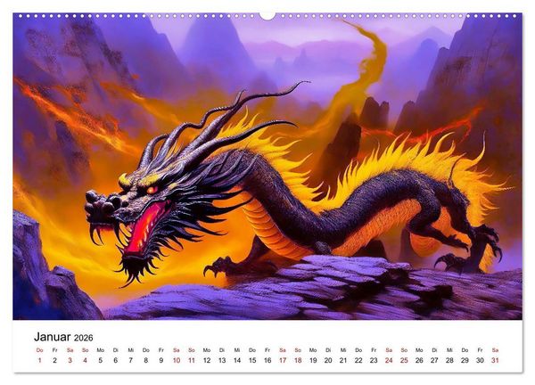 Produktbild: Drachen - Furchterregende und imposante Fabelwesen (Wandkalender 2026 DIN A2 quer), CALVENDO Monatskalender