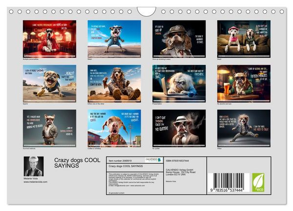 Produktbild: Crazy dogs COOL SAYINGS (Wall Calendar 2026 DIN A4 landscape), CALVENDO 12 Month Wall Calendar
