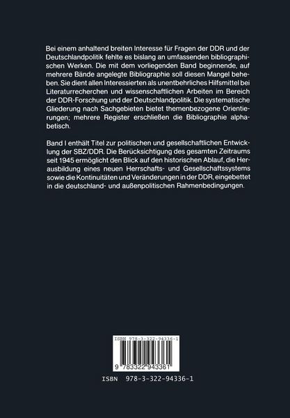 Produktbild: Systematische Bibliographie von Zeitungen, Zeitschriften und B&uuml;chern zur politischen und gesellschaftlichen Entwicklung der SBZ/DDR seit 1945