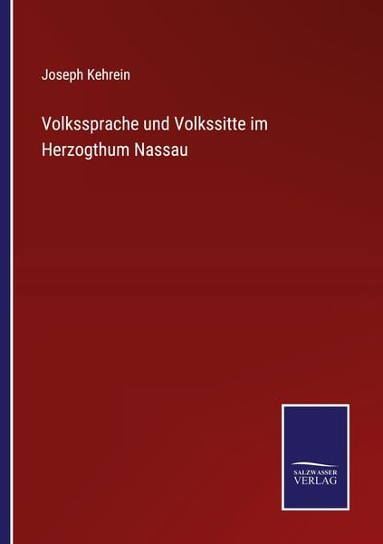 Produktbild: Volkssprache und Volkssitte im Herzogthum Nassau