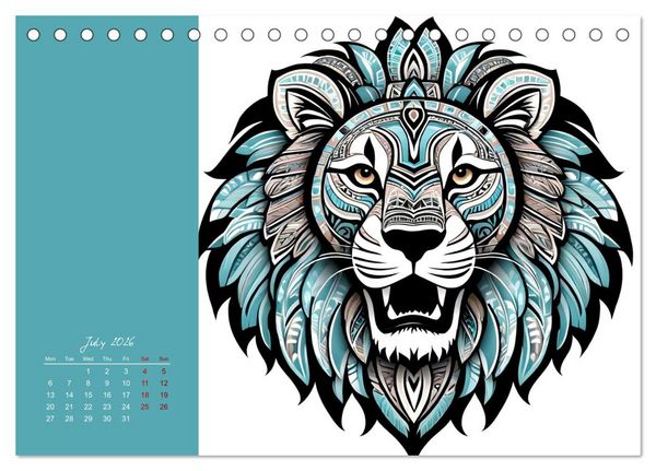Produktbild: Tribal animals (Desk Calendar 2026 DIN A5 landscape), CALVENDO 12 Month DeskCalendar