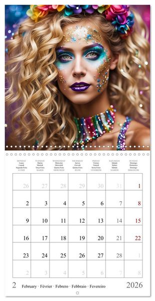 Produktbild: Facial colours - Artistic AI portraits (Wall Calendar 2026 12 &times; 12 Inch) CALVENDO 12 Month Wall Calendar