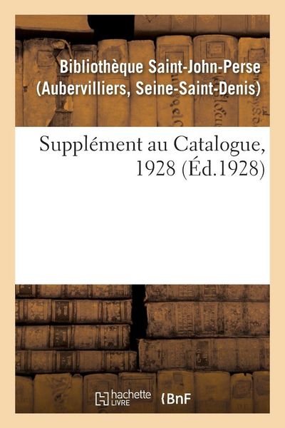 Produktbild: Suppl&eacute;ment au Catalogue, 1928