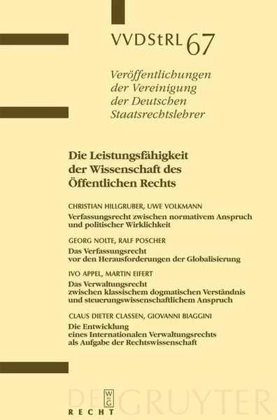 Produktbild: Die Leistungsf&auml;higkeit der Wissenschaft des &Ouml;ffentlichen Rechts