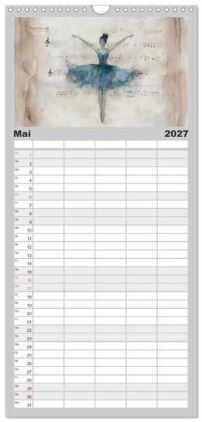 Produktbild: Familienplaner 2027 - Im Pas de Deux mit der Stille mit 5 Spalten (Wandkalender, 21 x 45 cm) CALVENDO