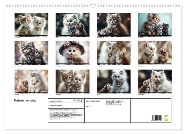 Produktbild: Katzenmomente (Wandkalender 2026 DIN A2 quer), CALVENDO Monatskalender
