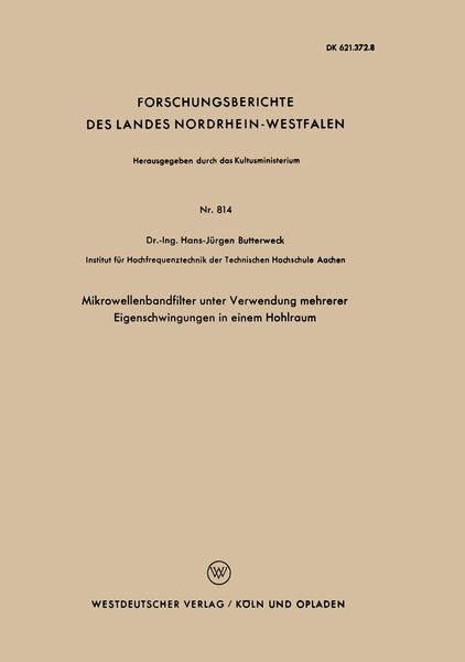 Produktbild: Mikrowellenbandfilter unter Verwendung mehrerer Eigenschwingungen in einem Hohlraum