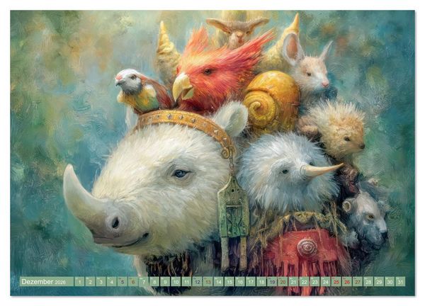 Produktbild: Humorvolle Tieranh&auml;ufungen - Voller Fantasie (Wandkalender 2026 DIN A4 quer), CALVENDO Monatskalender