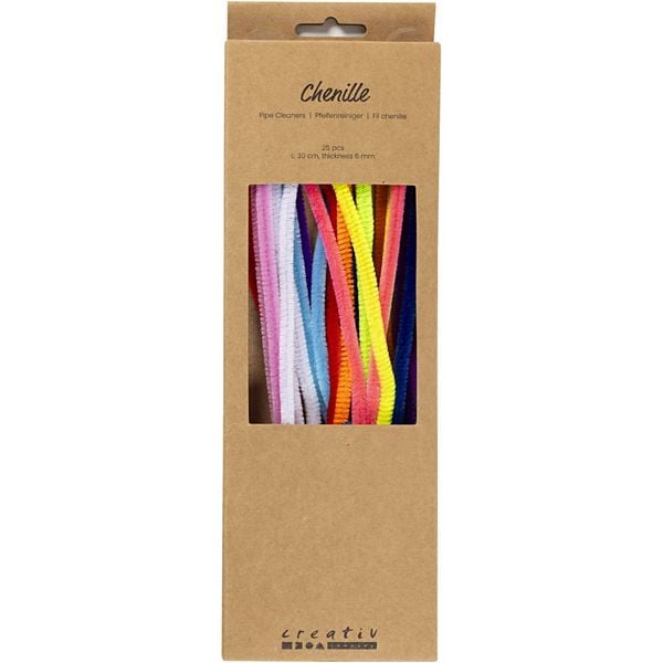 Produktbild: Creativ Company Chenilledraht, L 30 cm, Dicke 6 mm, sortiert Farben, 25 Stk sortiert