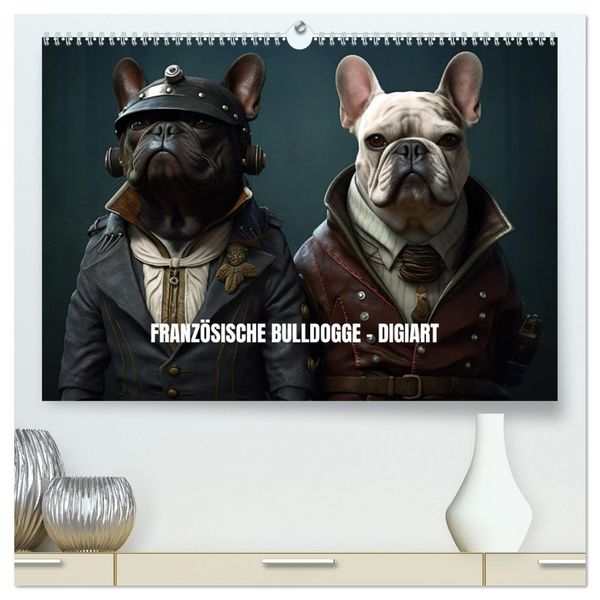 Produktbild: Franz&ouml;sische Bulldogge KI Digiart (hochwertiger Premium Wandkalender 2026 DIN A2 quer), Kunstdruck in Hochglanz