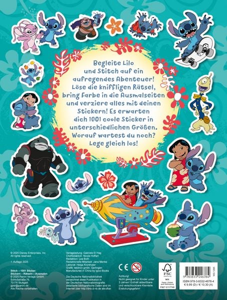 Produktbild: Disney Stitch: 1001 Sticker - Stickern - R&auml;tseln - Ausmalen