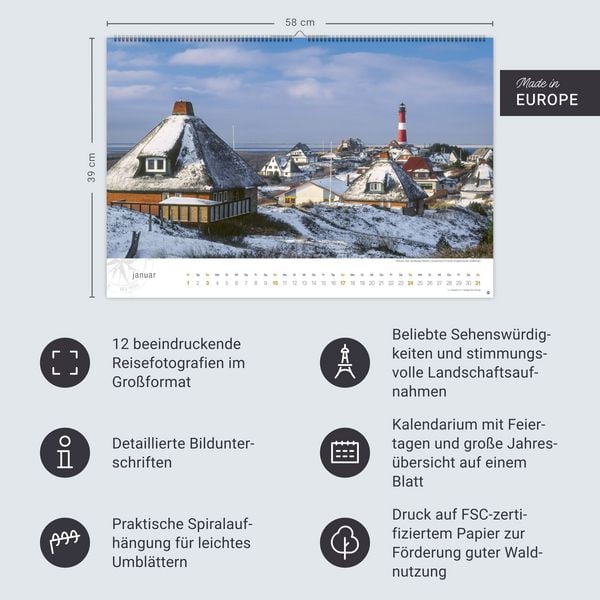 Produktbild: Nordsee Globetrotter Kalender 2027 - Von frischem Wind und weiten Str&auml;nden