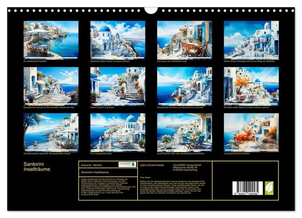 Produktbild: Santorini Inseltr&auml;ume (Wandkalender 2026 DIN A3 quer), CALVENDO Monatskalender
