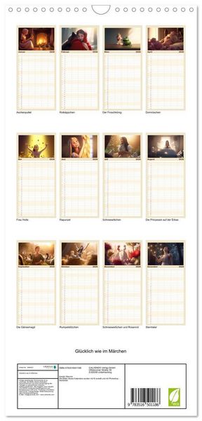 Produktbild: Familienplaner 2026 - Gl&uuml;cklich wie im M&auml;rchen mit 5 Spalten (Wandkalender, 21 x 45 cm) CALVENDO