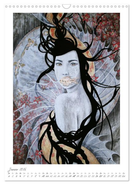 Produktbild: Colourful Women - Fantasy-Frauenportraits in Acryl und Mischtechnik (Wandkalender 2026 DIN A3 hoch), CALVENDO Monatskalender