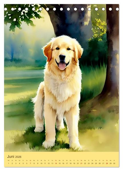Produktbild: Golden Retriever. Kunstvolle Portr&auml;ts des beliebten Hundes (Tischkalender 2026 DIN A5 hoch), CALVENDO Monatskalender