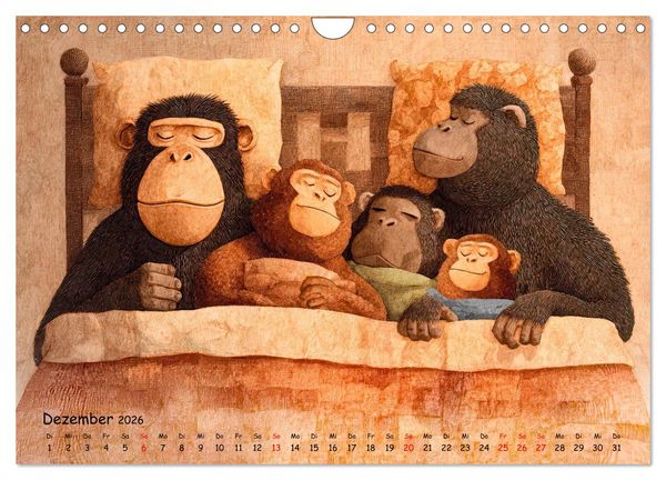 Produktbild: Verr&uuml;ckte Affenwelt (Wandkalender 2026 DIN A4 quer), CALVENDO Monatskalender