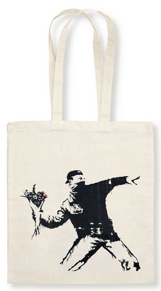 Produktbild: Stofftasche Banksy - Blumenwerfer