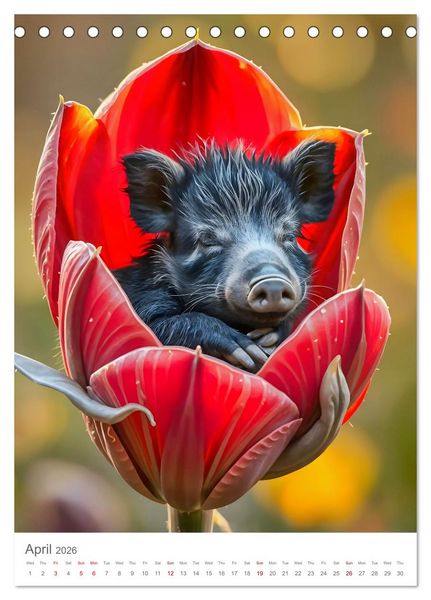 Produktbild: Forest babies asleep in flowers (Desk Calendar 2026 DIN A5 portrait), CALVENDO 12 Month DeskCalendar