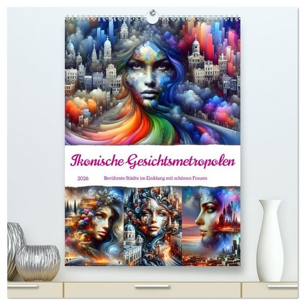 Produktbild: Ikonische Gesichtsmetropolen (hochwertiger Premium Wandkalender 2026 DIN A2 hoch), Kunstdruck in Hochglanz