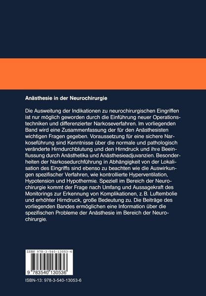 Produktbild: An&auml;sthesie in der Neurochirurgie