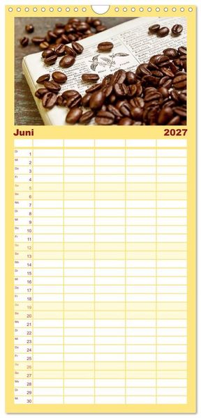 Produktbild: Familienplaner 2027 - KAFFEE 2027 mit 5 Spalten (Wandkalender, 21 x 45 cm) CALVENDO