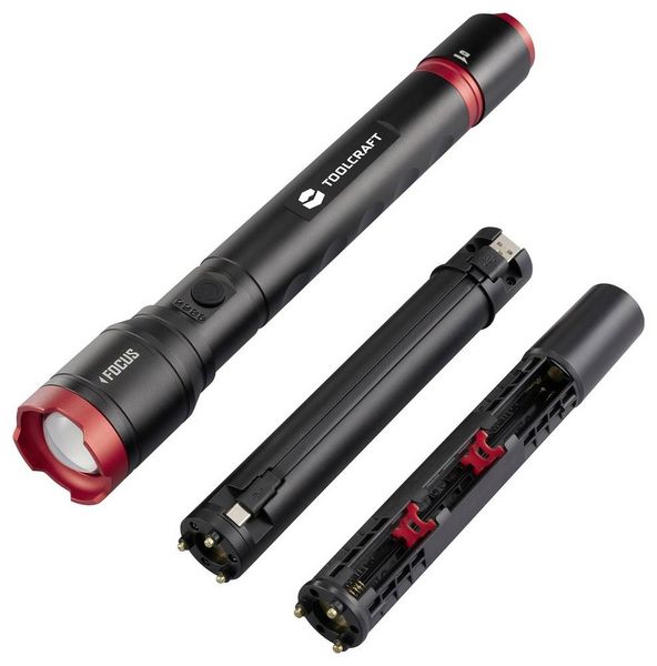 Produktbild: TOOLCRAFT TO-9927687 Handlampe verstellbar, Einstellbare Punktgr&ouml;&szlig;e, mit Stroboskopmodus, mit USB-Schnittstelle Li-Ionen Akkus