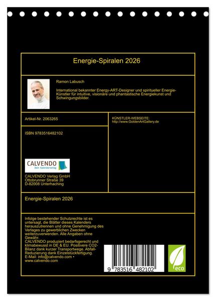 Produktbild: Energie-Spiralen 2026 (Tischkalender 2026 DIN A5 hoch), CALVENDO Monatskalender