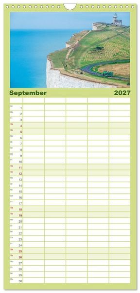 Produktbild: Familienplaner 2027 - Seven Sisters - Gro&szlig;britanniens h&ouml;chste Kreidefelsen mit 5 Spalten (Wandkalender, 21 x 45 cm) CALVENDO