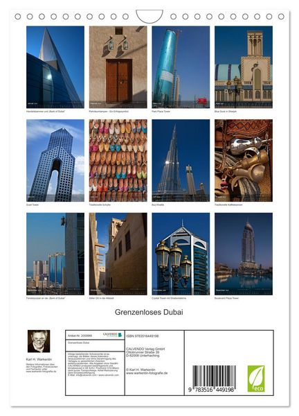 Produktbild: Grenzenloses Dubai (Wandkalender 2026 DIN A4 hoch), CALVENDO Monatskalender