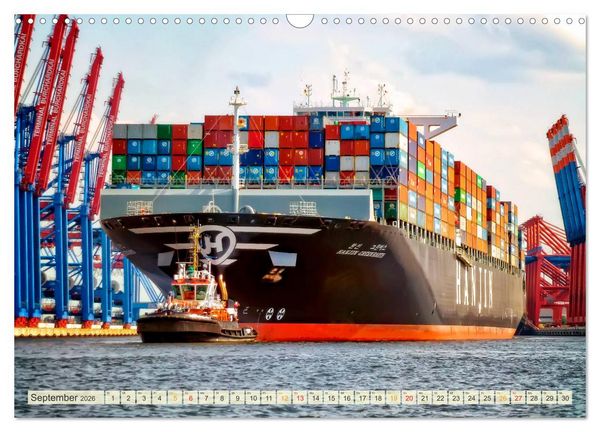 Produktbild: Containerschiffe auf der Elbe (Wandkalender 2026 DIN A3 quer), CALVENDO Monatskalender