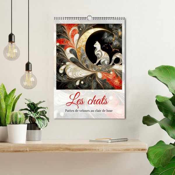 Produktbild: Les chats - Pattes de velours au clair de lune (Calendrier mural 2026 DIN A3 horizontal), CALVENDO calendrier mensuel