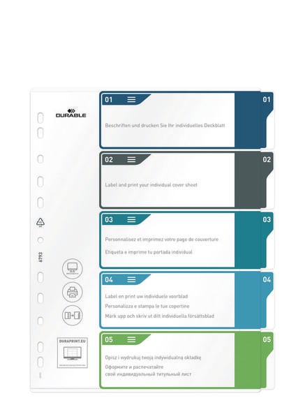 Durable 679327 Register DIN A4+ 1-5 Mehrfarbig 5 Registerblätter 679327