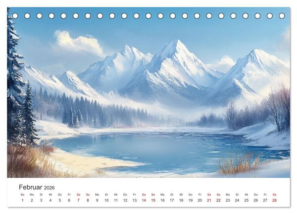 Produktbild: KI-Landschaften - Malerisch durch das Jahr (Tischkalender 2026 DIN A5 quer), CALVENDO Monatskalender