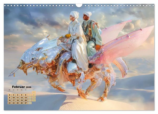 Produktbild: Ritte auf Fantasiekreaturen - Durch W&uuml;stenlandschaft (Wandkalender 2026 DIN A3 quer), CALVENDO Monatskalender