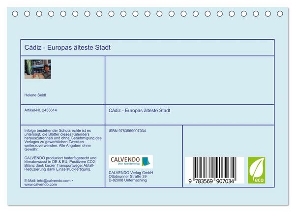 Produktbild: C&aacute;diz - Europas &auml;lteste Stadt (Tischkalender 2027 DIN A5 quer), CALVENDO Monatskalender