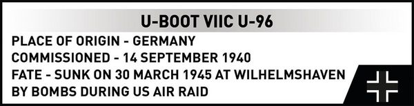 Produktbild: COBI Historical Collection 4857 - U-BOOT VIIC U-96, WWII, Bausatz 1:300, 162 Klemmbausteine