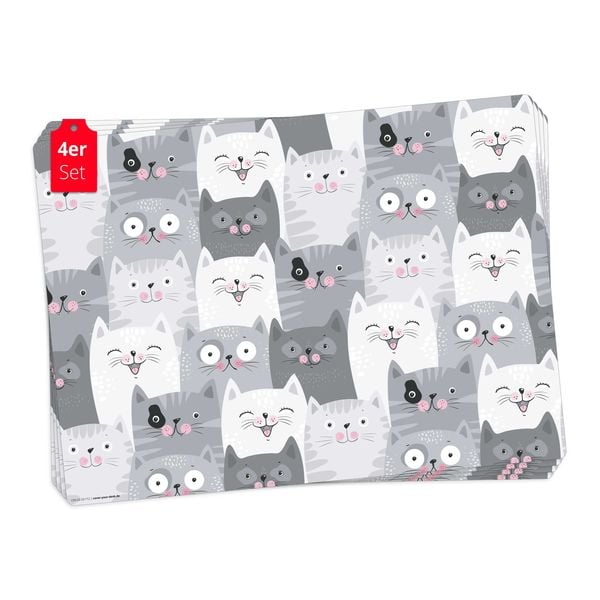Produktbild: Tischsetmacher Tischsets Katzen-Konferenz, aus hochwertigem Vinyl (4 St&uuml;ck), 44 x 32 cm
