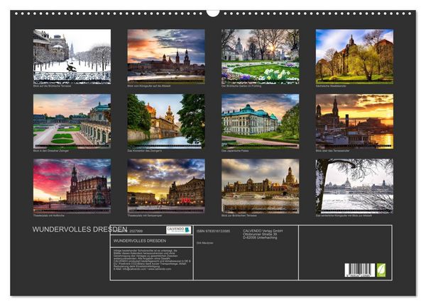 Produktbild: WUNDERVOLLES DRESDEN (Wandkalender 2026 DIN A2 quer), CALVENDO Monatskalender