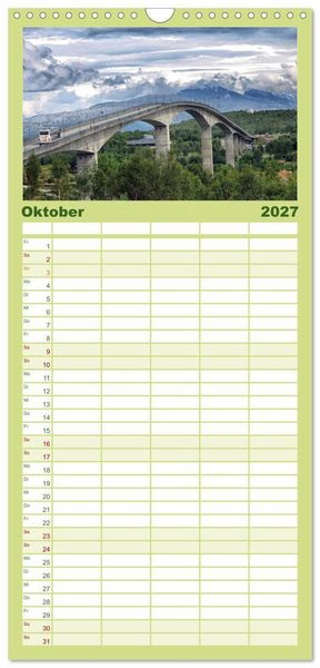 Produktbild: Familienplaner 2027 - Norwegen mit 5 Spalten (Wandkalender, 21 x 45 cm) CALVENDO