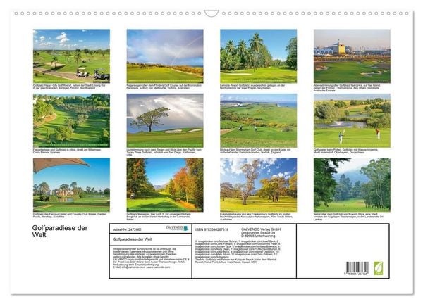 Produktbild: Golfparadiese der Welt (Wandkalender 2027 DIN A2 quer), CALVENDO Monatskalender