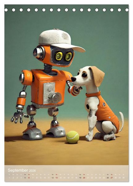 Produktbild: RoboLife - Niedliche Blechfreunde im Alltag (Tischkalender 2026 DIN A5 hoch), CALVENDO Monatskalender