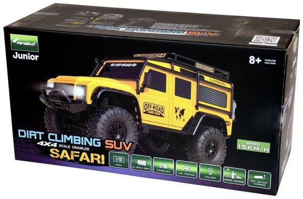Produktbild: Amewi Dirt Climbing SUV Safari Brushed 1:10 RC Modellauto Elektro Crawler Allradantrieb (4WD) RtR 2,4 GHz Inkl. Akku und Ladeger&auml;t, mit Lichteffekt,