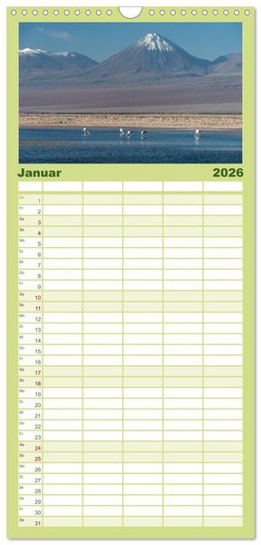 Produktbild: Familienplaner 2026 - Magie dieses S&uuml;damerikanischen Landes, Chile mit 5 Spalten (Wandkalender, 21 x 45 cm) CALVENDO