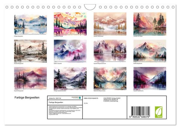 Produktbild: Farbige Bergwelten (Wandkalender 2026 DIN A4 quer), CALVENDO Monatskalender