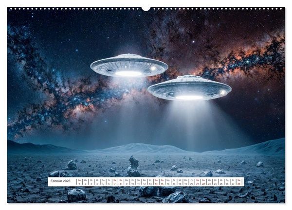 Produktbild: Fliegende Untertasse - Die gro&szlig;e Fantasiereise (hochwertiger Premium Wandkalender 2026 DIN A2 quer), Kunstdruck in Hochglanz