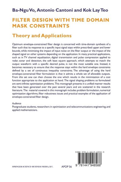 Produktbild: Filter Design With Time Domain Mask Constraints: Theory and Applications