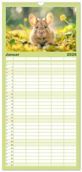 Produktbild: Familienplaner 2026 - Eine Welt entz&uuml;ckend kleiner Tierchen mit 5 Spalten (Wandkalender, 21 x 45 cm) CALVENDO