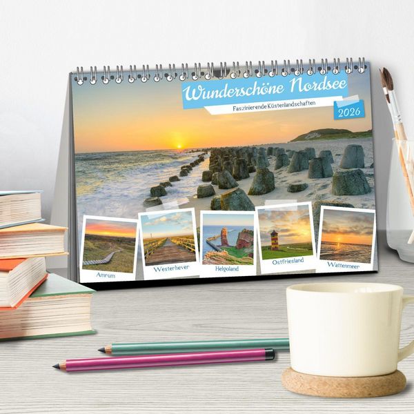 Produktbild: Wundersch&ouml;ne Nordsee - Faszinierende K&uuml;stenlandschaften (Tischkalender 2026 DIN A5 quer), CALVENDO Monatskalender